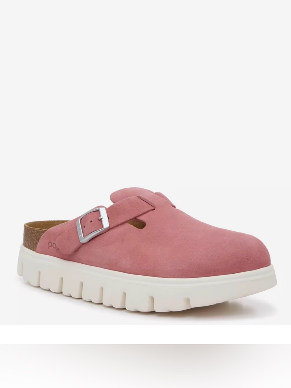 Birkenstock Papillio Boston Chunky Pink Suede Buckle Clog